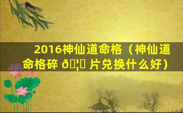 2016神仙道命格（神仙道命格碎 🦍 片兑换什么好）